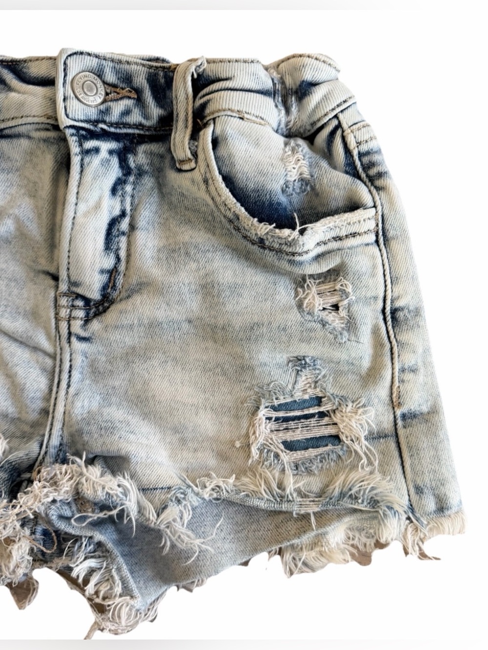 FLYING MONKEY YOUTH Girls Acid Washed Distressed Denim Cut Off Jean Shorts 12 - Picture 2 of 8